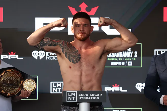 2026 PFL 9: Austin Ceremonial Weigh-ins at Inn Cahoots in Austin, Texas. Friday, July 17, 2026. (Matt Ferris / PFL)