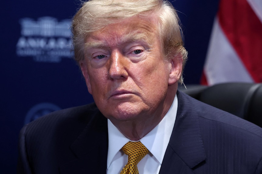 president trump's face close up - looking displease