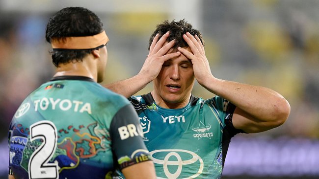 Scott Drinkwater cuts a shattered figure after the loss to the Sydney Roosters.