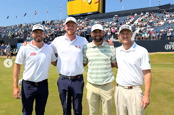 Australian golfer Travis Smyth (right) with world No.1 Scottie Scheffler (second from right) ahead of the Open Championship at Royal Birkdale.
