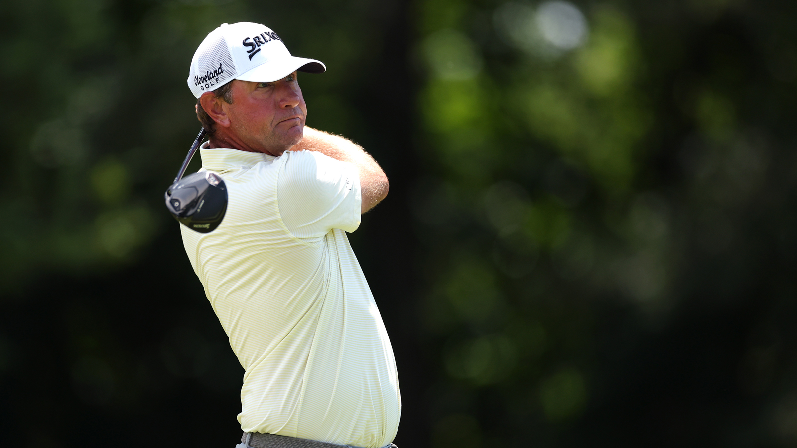 Lucas Glover hits a driver off the tee