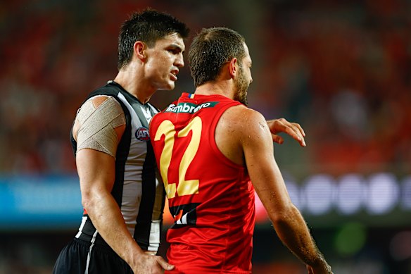 Brayden Maynard and Ben Long went toe to toe on Saturday night, but Long was the only one suspended from the game.