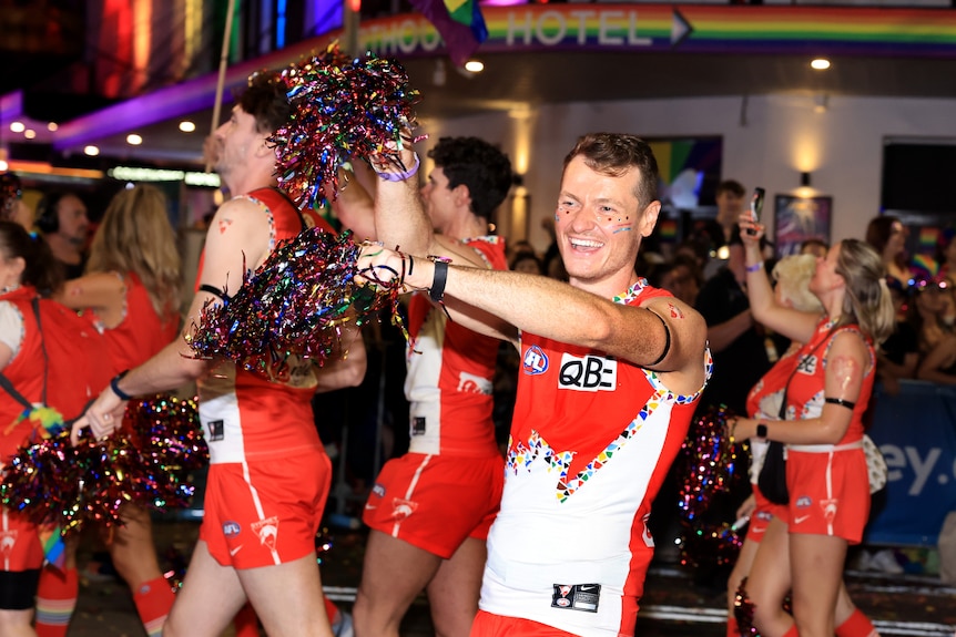 Sydney Swans Mardi Gras walk in parade.