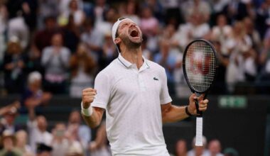 Emotional Dimitrov enjoys Wimbledon redemption with stunning win over Mensik
