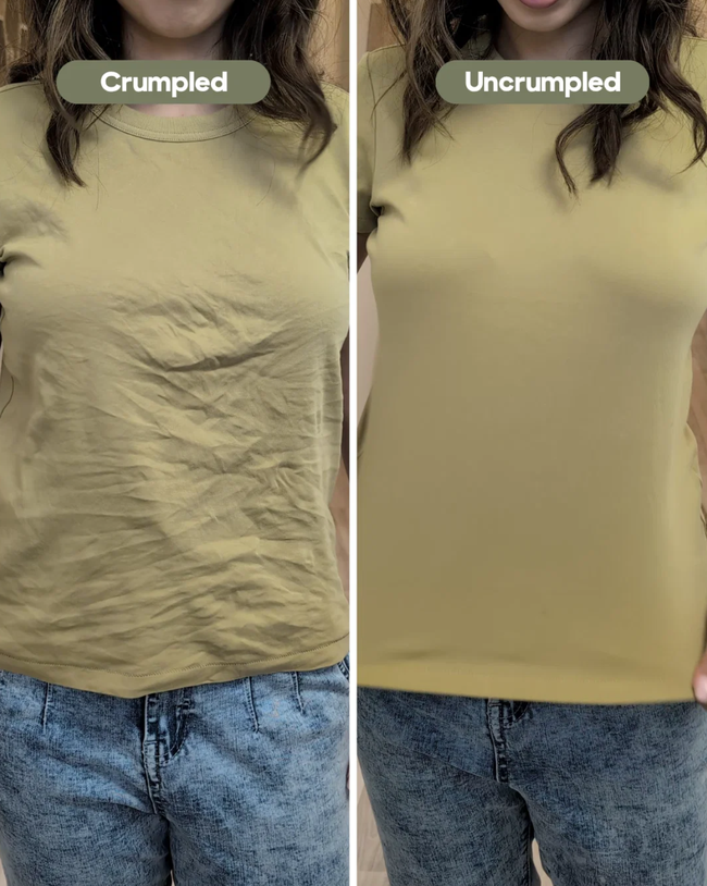 Before VS After using the Uncrumpled anti-crease spray.