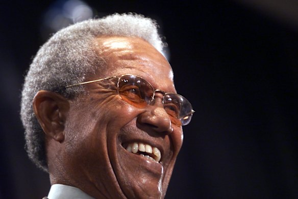 Sir Garfield Sobers speaking at The Press Club in Canberra in 2002.