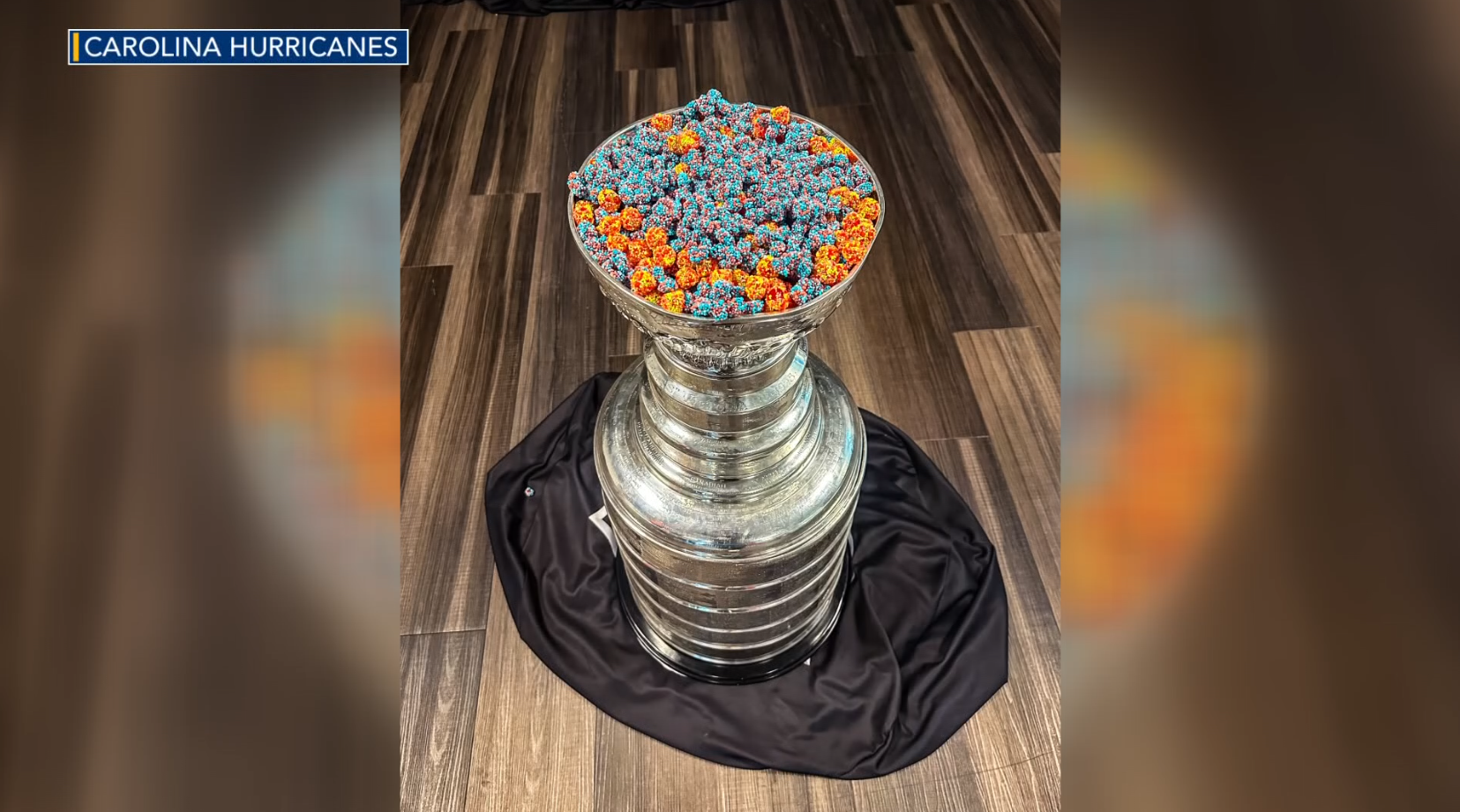Sweet, sweet victory: Stanley Cup filled to the brim with Seth Jarvis' favorite candy :: WRAL.com