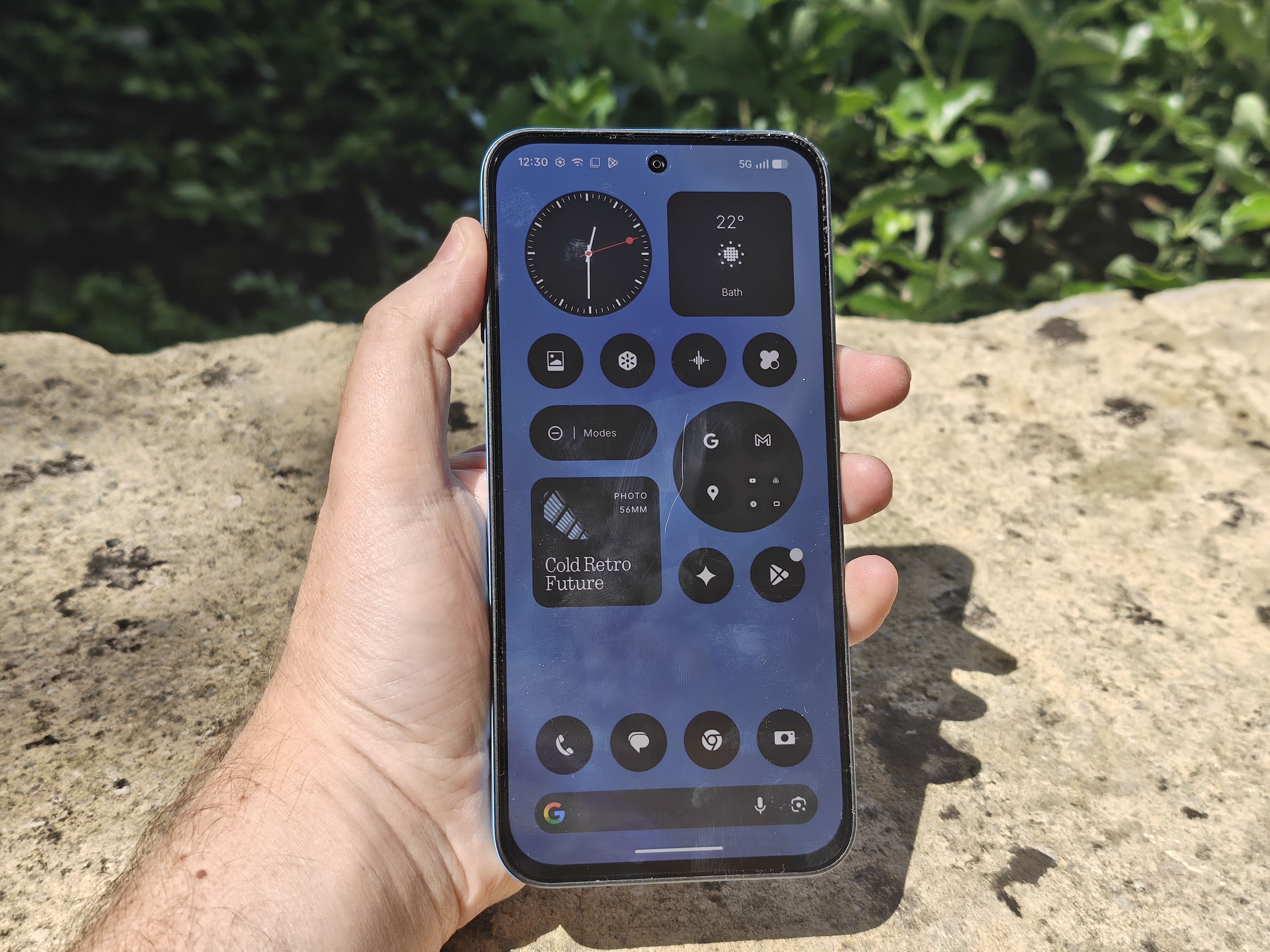 A blue phone