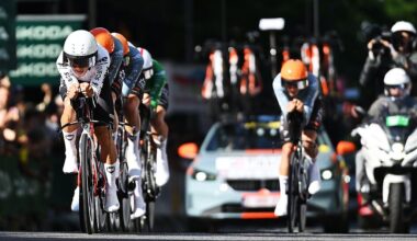 BARCELONA, SPAIN - JULY 04: Michal Kwiatkowski of Poland and Netcompany INEOS Cycling Team competes during the 113th Tour de France 2026, Stage 1 a 19.6km team time trial stage from Barcelona to Barcelona / #UCIWT / on July 04, 2026 in Barcelona, Spain. (Photo by Tim de Waele/Getty Images)