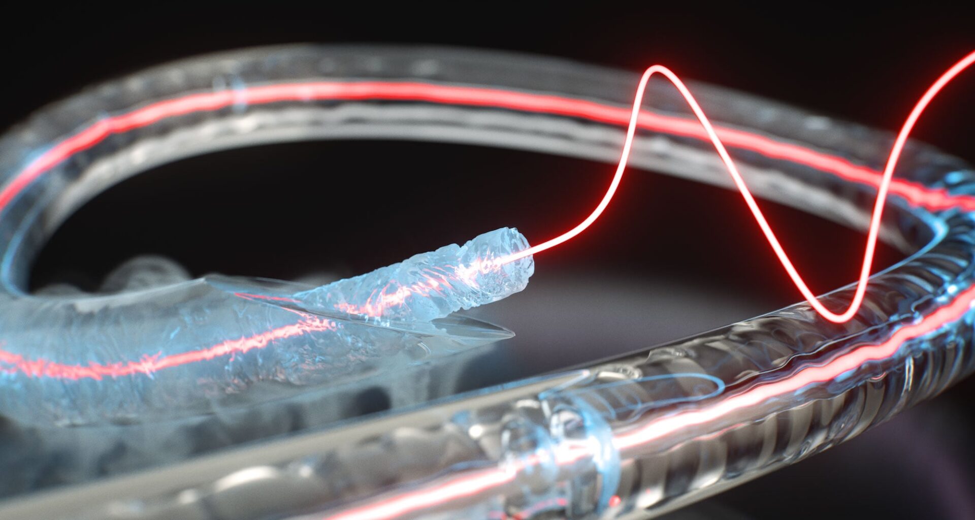 Artist Impression of a Frozen Optical Fiber Core in a Glass Capillary