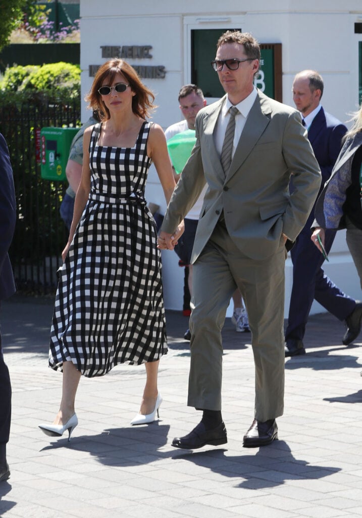 Benedict Cumberbatch and Sophie Hunter attend day nine of the 2026 Wimbledon Tennis Championships 