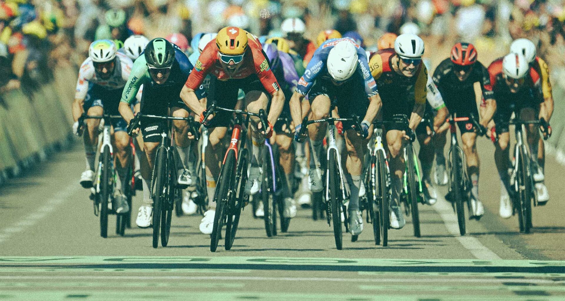 A bunch sprint into Nevers on stage 11 of the Tour de France 2026 (Photo by Dario Belingheri/Getty Images)