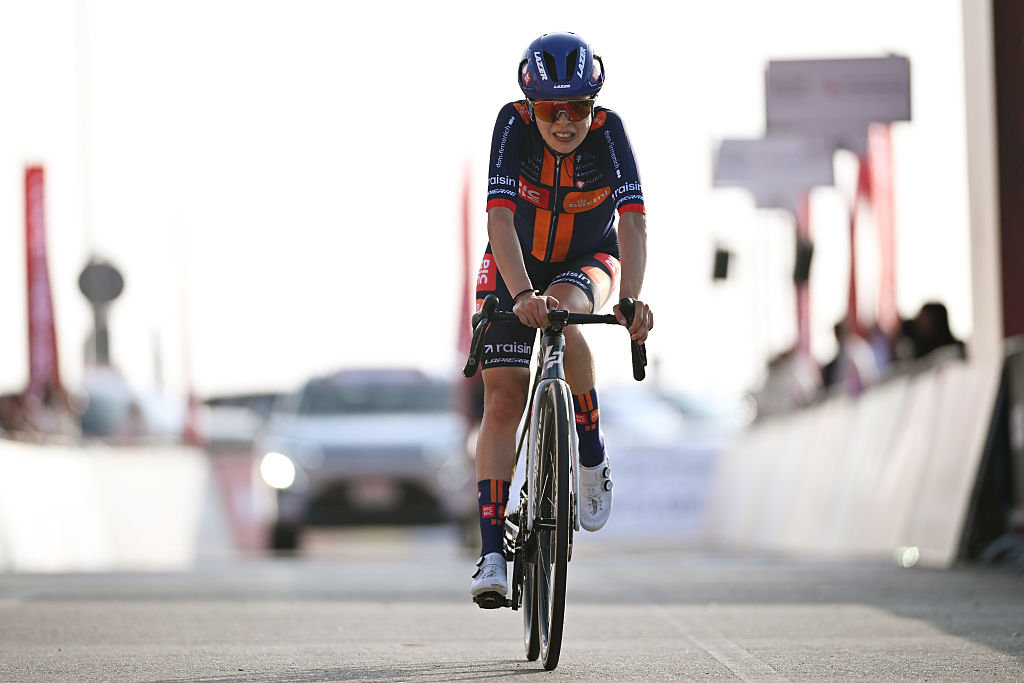 Ciabocco finishing alone atop a climb