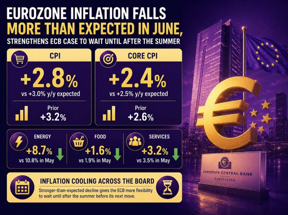 No negative surprises for the ECB as Eurozone inflation eases in June