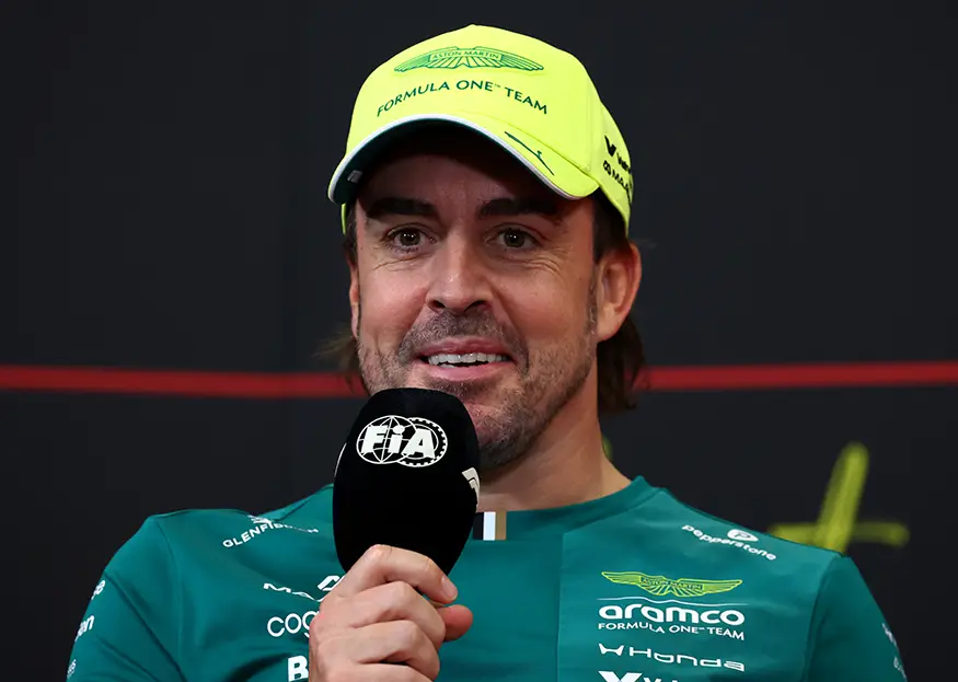 Fernando Alonso speaking during the Formula 1 press conference ahead of the 2026 Hungarian Grand Prix.