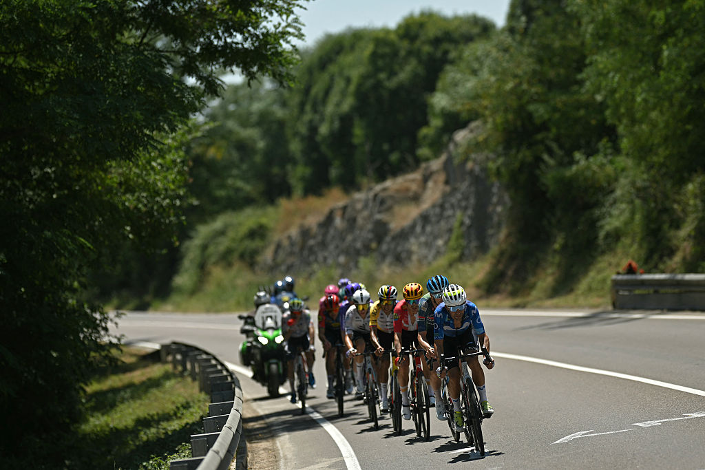 Movistar Team's Portuguese rider Nelson Oliveira leads a breakaway during the 3rd stage of the 113th edition of the Tour de France cycling race, 195,9 km between Granollers in Spain and Les Angles in southern France, on July 6, 2026. (Photo by Loic VENANCE / AFP)