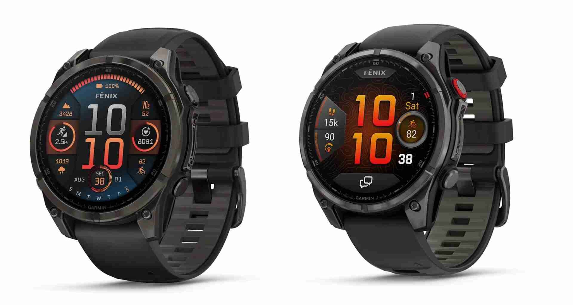 Garmin Fenix 8 next to Fenix 8 Pro