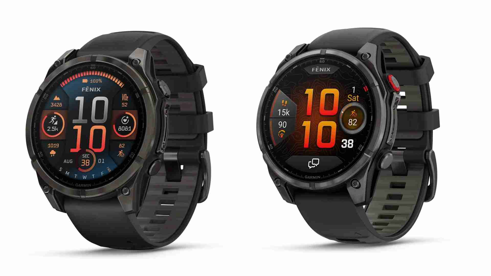 Garmin Fenix 8 next to Fenix 8 Pro