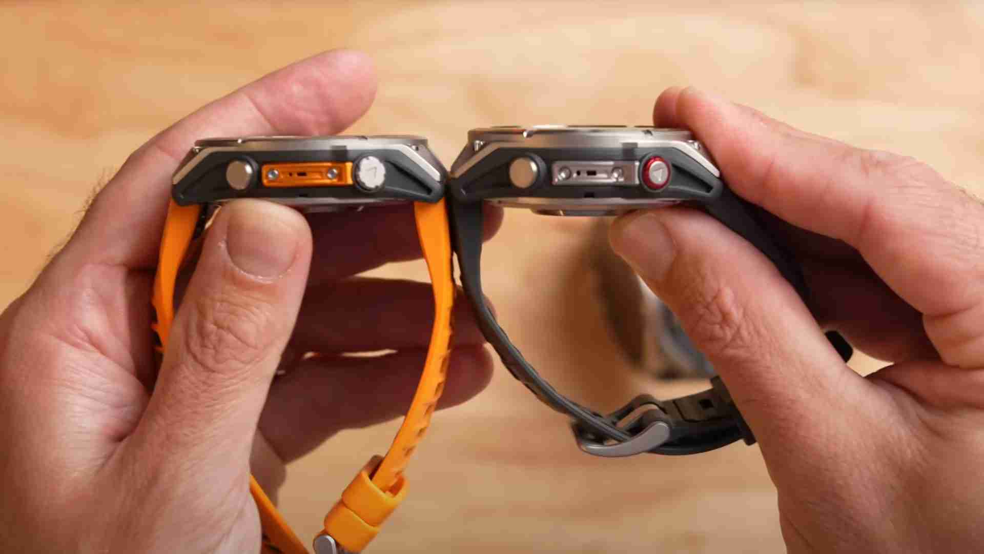 Garmin Fenix 8 next to Fenix 8 Pro showing the thickness difference at 47mm