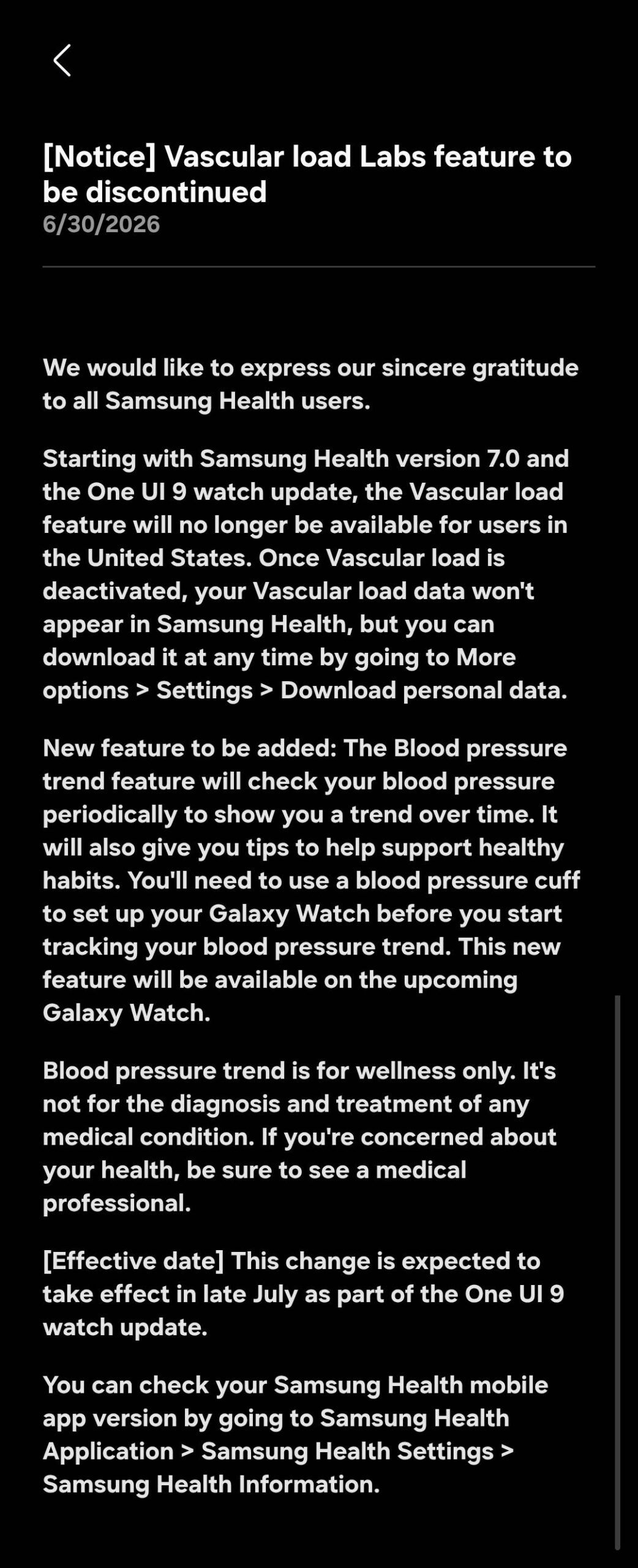 Galaxy Watch vascular load discontinued Enjinr Galaxy Watch vascular load discontinued Enjinr
