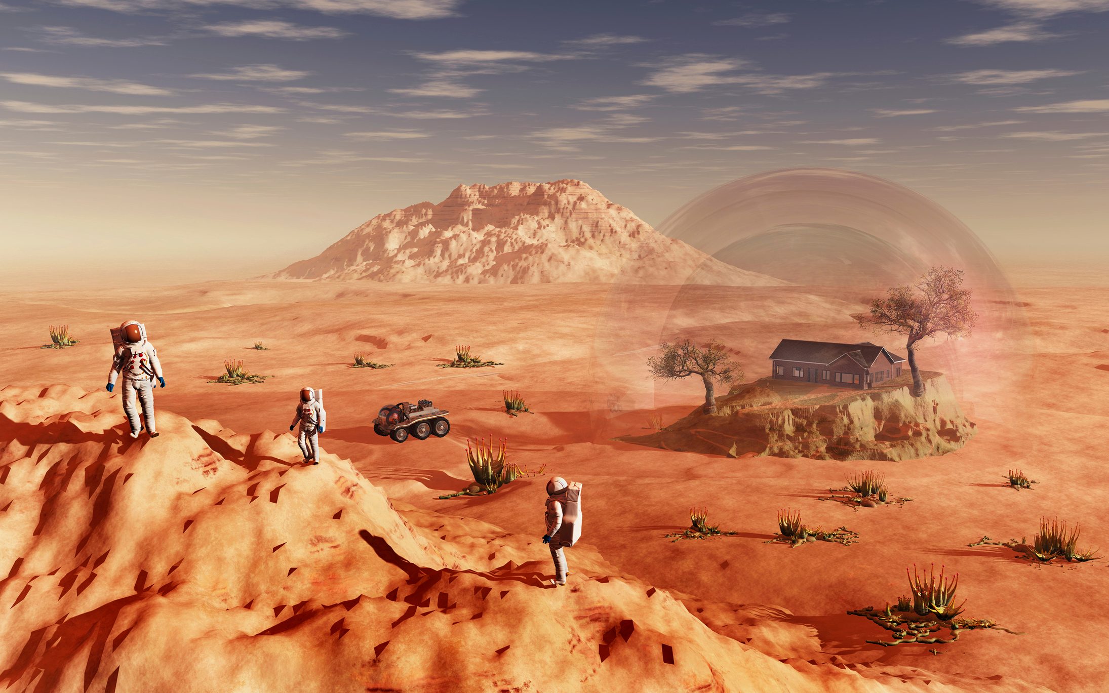 Astronauts terraforming Mars. Is it really possible to terraform a planet? Credit: Mark Stevenson/Stocktrek Images