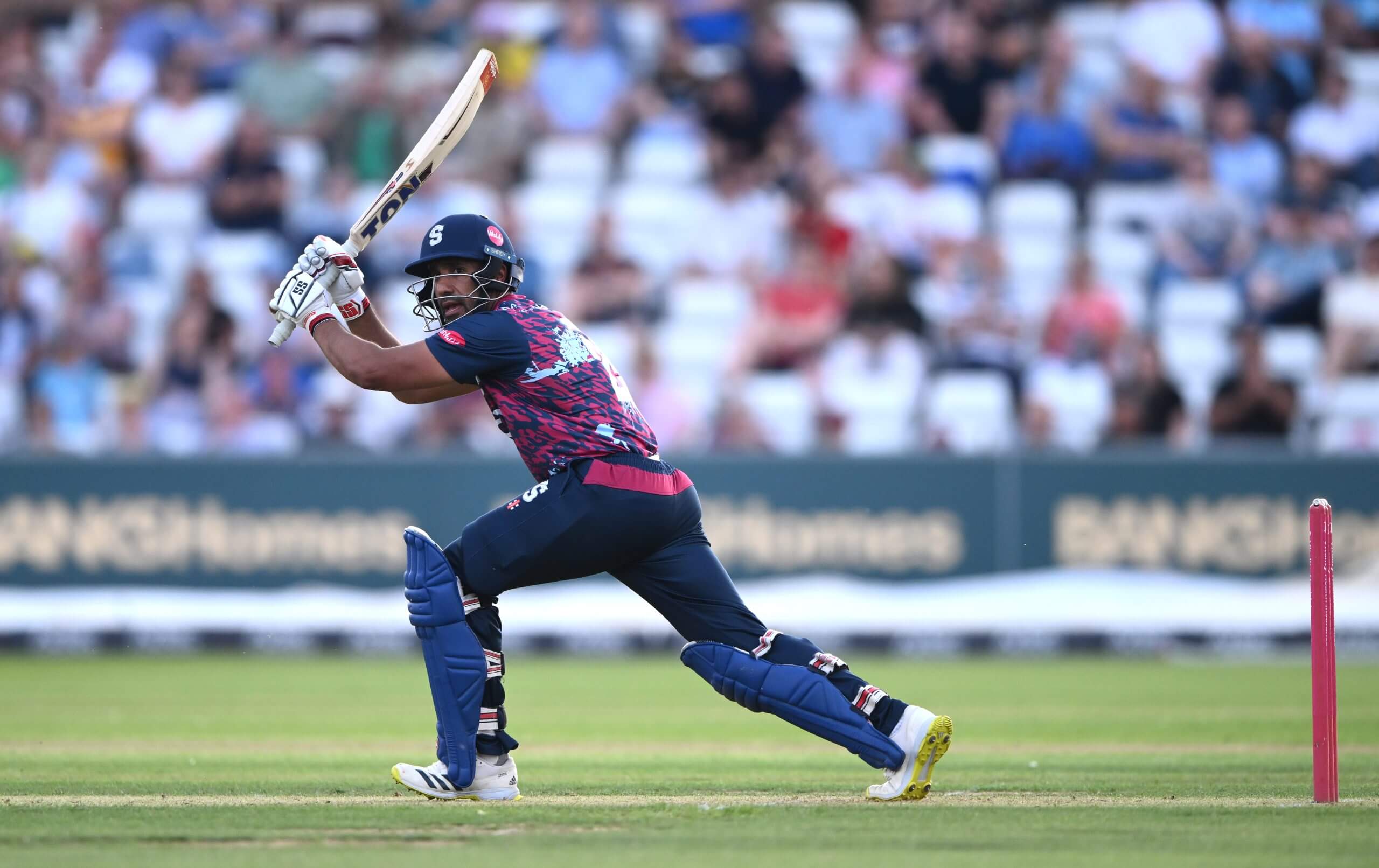 Ravi Bopara clips to leg while playing for the Northamptonshire Steelbacks in 2025
