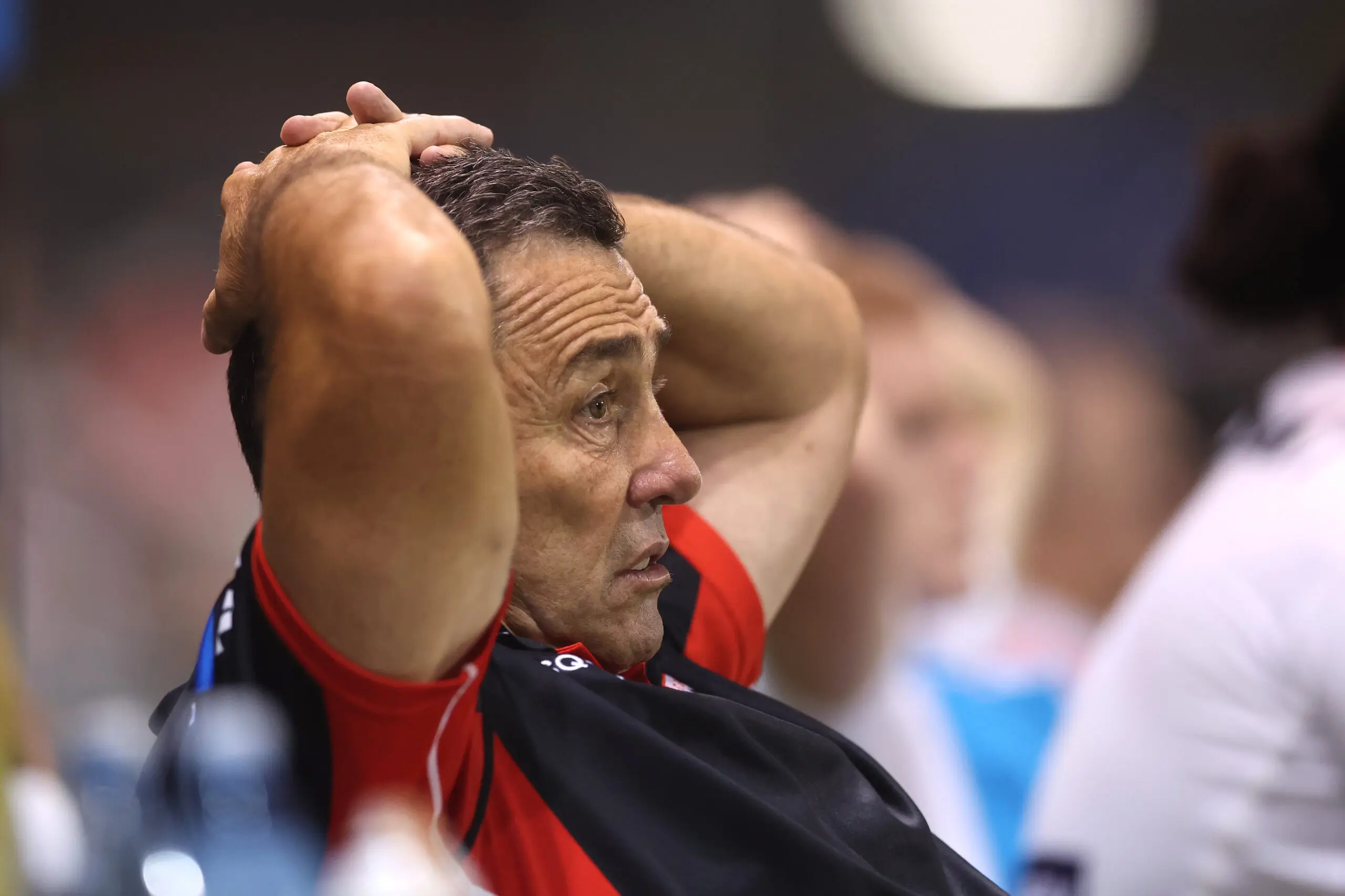 WOLLONGONG, AUSTRALIA - APRIL 10: Dragons Coach Shane Flanagan during the round six NRL match between St George Illawarra Dragons and Manly Sea Eagles at WIN Stadium, on April 10, 2026, in Wollongong, Australia. (Photo by Mark Metcalfe/Getty Images)