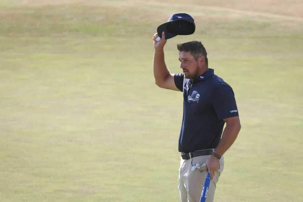 Bryson DeChambeau acknowledges the crowd after his final round at The Open Championship
