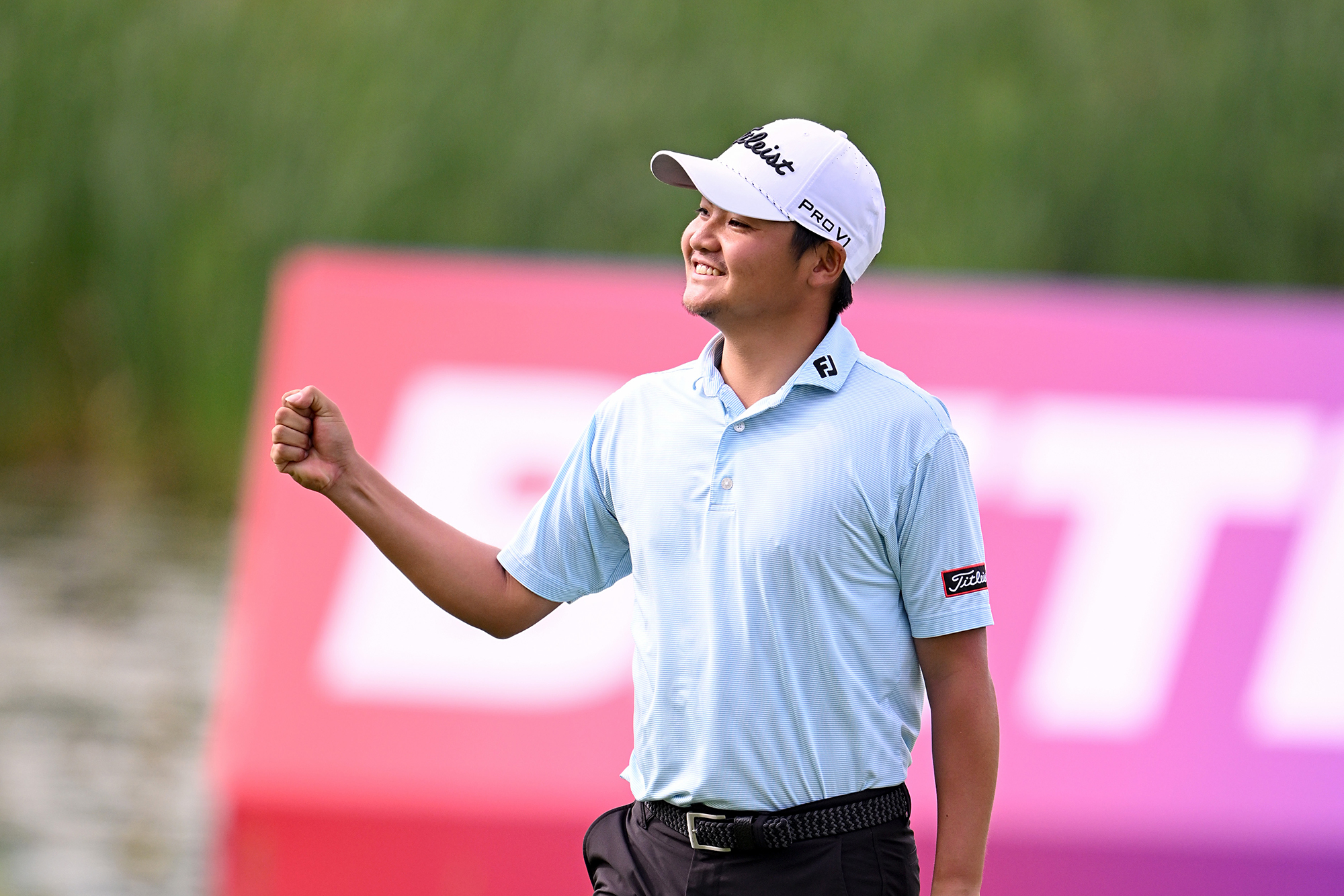 Kazuma Kobori celebrating with a fist pump at the Betfred British Masters