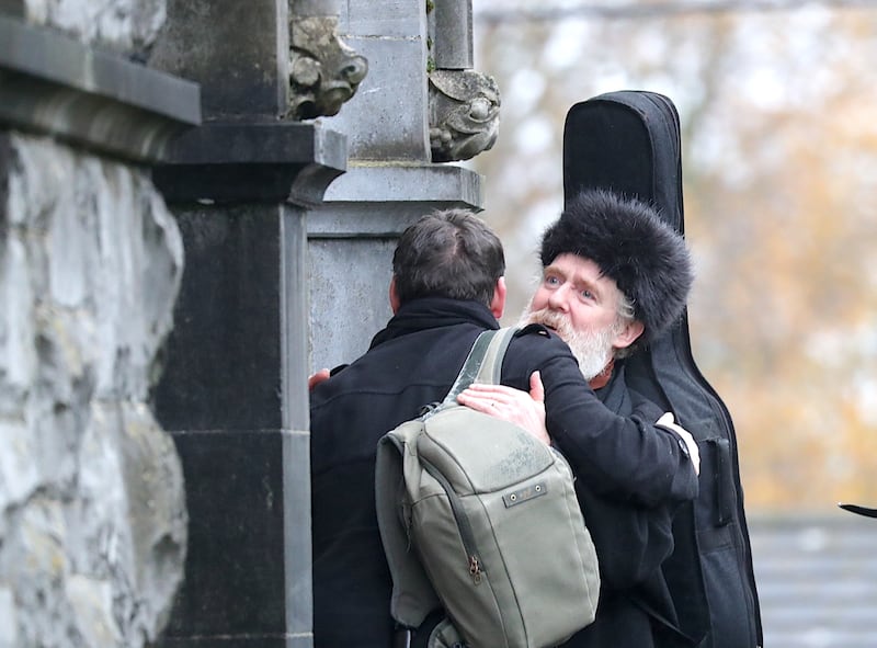Glen Hansard arrives in Nenagh, Tipperary, for Shane MacGowan's funeral. Photo: Colin Keegan/ Colins