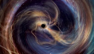 GW250114, a powerful collision between two black holes recently observed in gravitational waves. Scientists are studying black holes to find out if they are "first-generation" or "second-generation" creations made during collisions. Credits: Image credit: Aurore Simonnet (SSU/EdEon)/LVK/URI