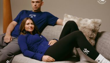 Yankees first baseman Ben Rice with girlfriend Sara Falkson in the Lululemon MLB campaign.