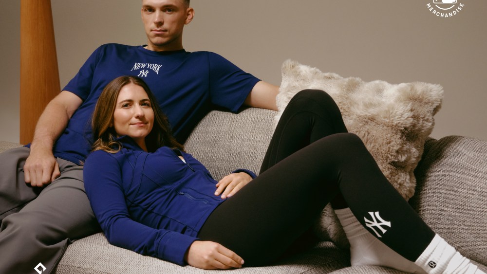 Yankees first baseman Ben Rice with girlfriend Sara Falkson in the Lululemon MLB campaign.