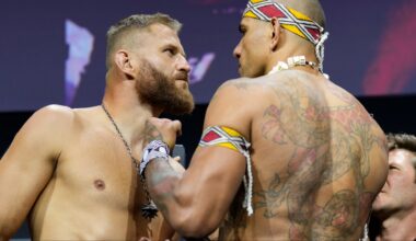 Jan Blachowicz and Alex Pereira face off at the UFC 291 ceremonial weigh-in