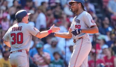 James Woods hits a 3-run homer as the Nationals beat the Red Sox 10-2 to take the series