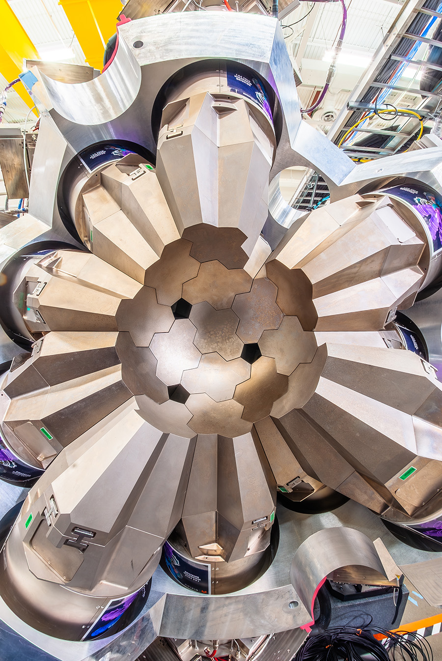 Close-up of half the germanium detector modules in GRETA.