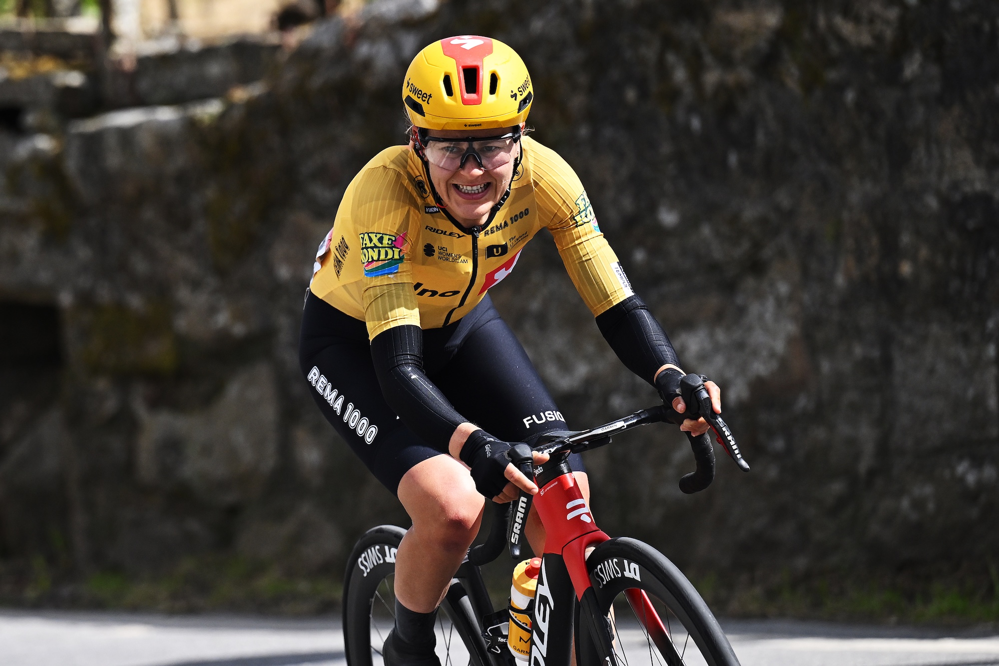 Katrine Aalerud of Norway and Team Uno-X Mobility competes in the breakaway during the 12th La Vuelta Femenina 2026 (Photo by Szymon Gruchalski/Getty Images)