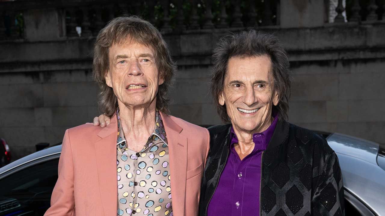 Sir Mick Jagger (L) and Ronnie Wood attend the launch of The Rolling Stones' new album "Foreign Tongues" at the St Clement Hotel on July 08, 2026 in London, England