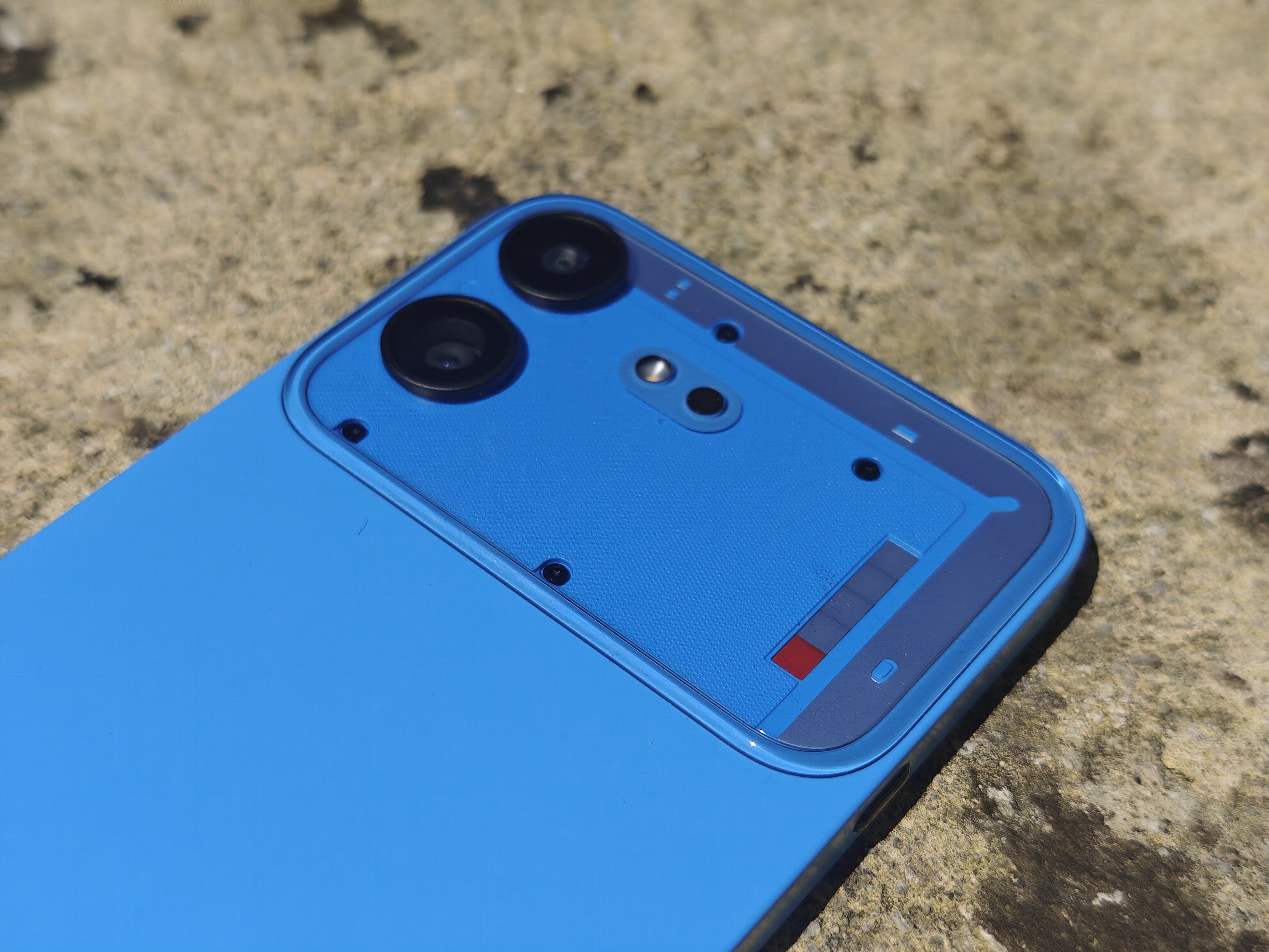 A blue phone