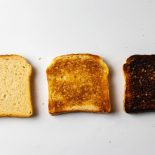 Toasted bread and white background