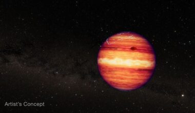 Artist's concept of SIMP 0136+0933 and its aurorae. (Credits: NASA, ESA, CSA, and Joseph Olmsted (STScI))