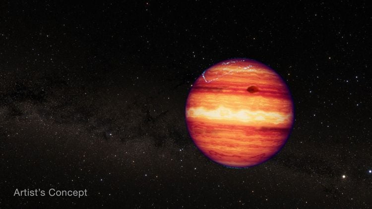 Artist's concept of SIMP 0136+0933 and its aurorae. (Credits: NASA, ESA, CSA, and Joseph Olmsted (STScI))