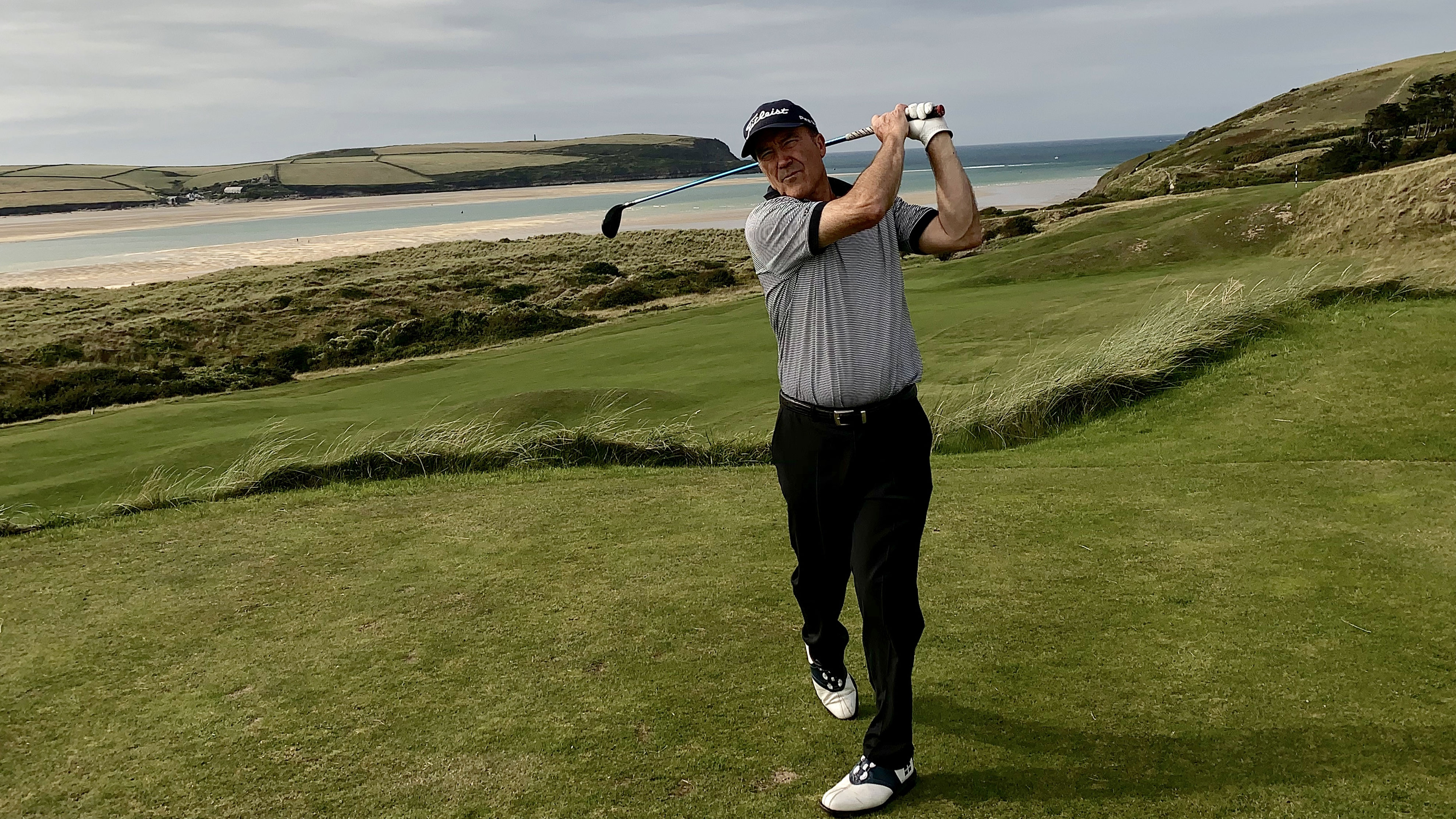 Nick Williams on the 17th tee St Enodoc