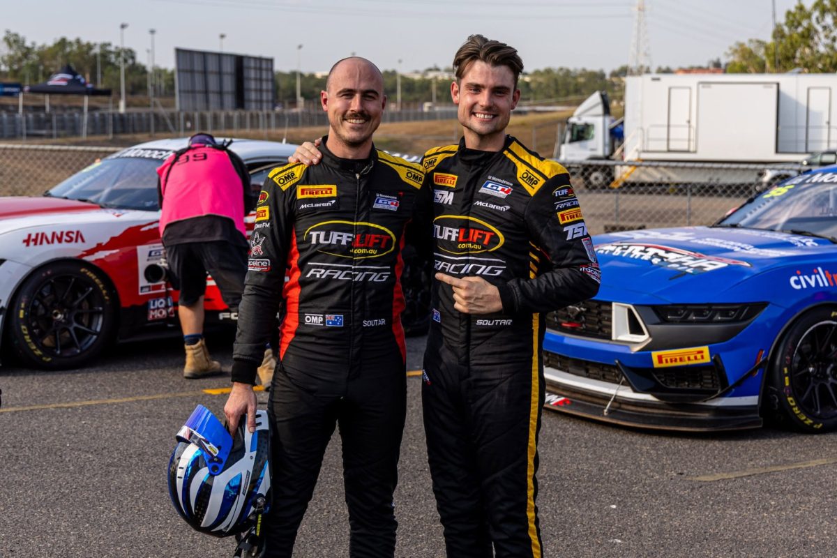 Sam Brabham (left) sporting a spare race suit from Zac Soutar (right).