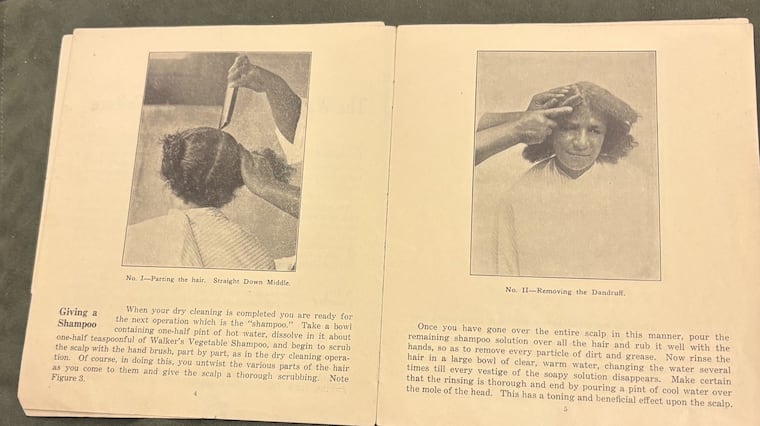 Step by step instructions of how to do Madam CJ Walker's Walker Method to salon owners.  The pamphlet was given to Black salon owners in the early 1900's.
