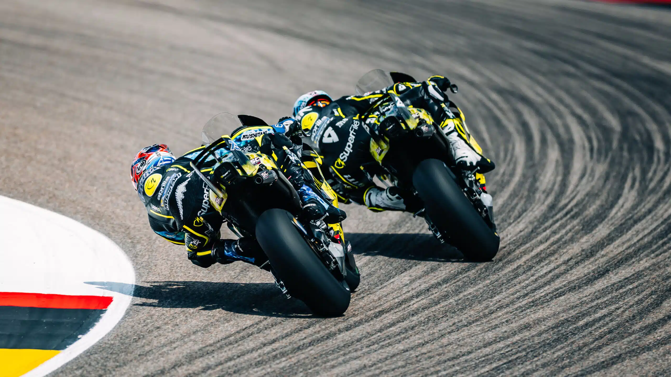 Trackhouse MotoGP riders Ai Ogura and Raul Fernandez on track