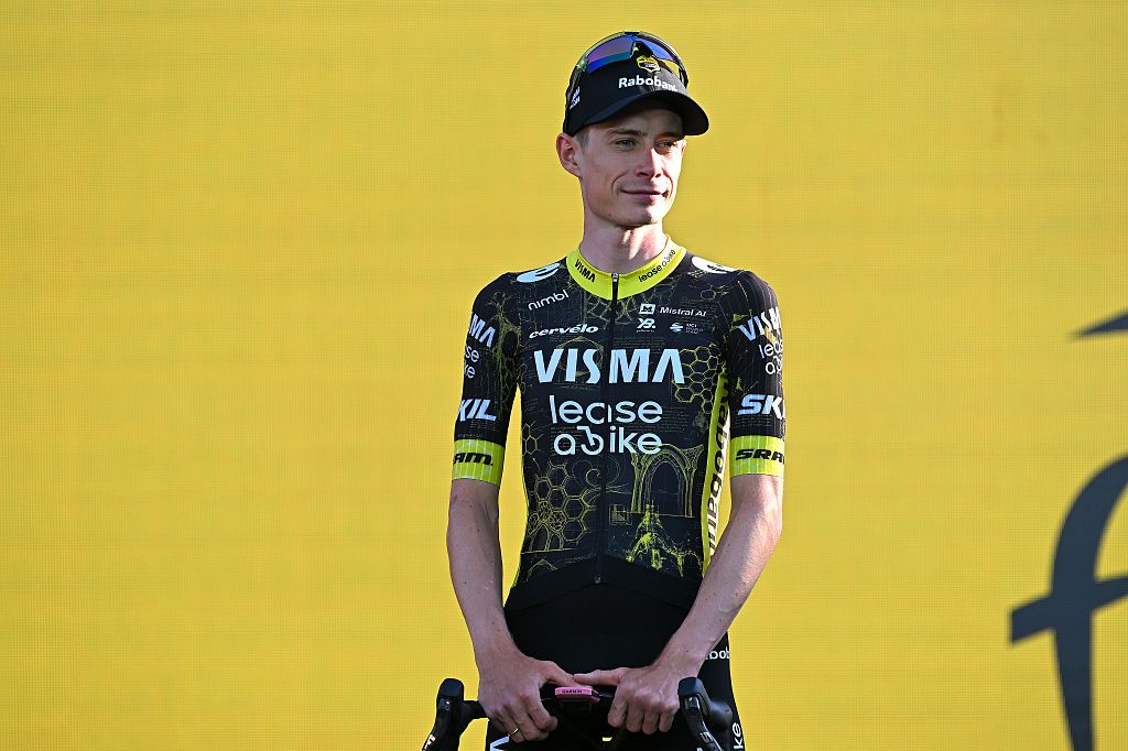 Jonas Vingegaard on stage before the Tour de France opener