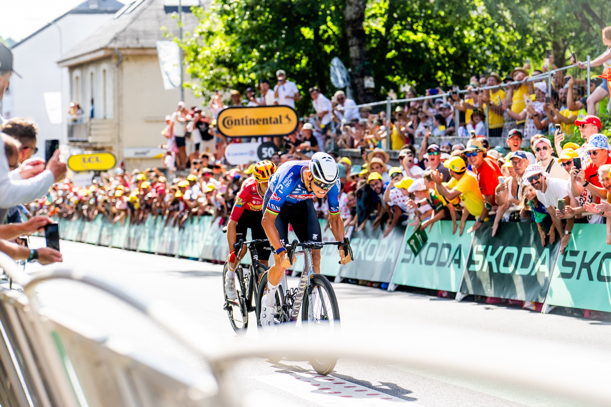 Mathieu van der Poel of Alpecin-Premier Tech sprints to the finish of the Tour de France (Photo by JASPER JACOBS / BELGA MAG / Belga via AFP)