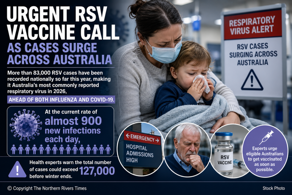 Healthcare worker preparing an RSV vaccine during Australia's winter respiratory virus season.