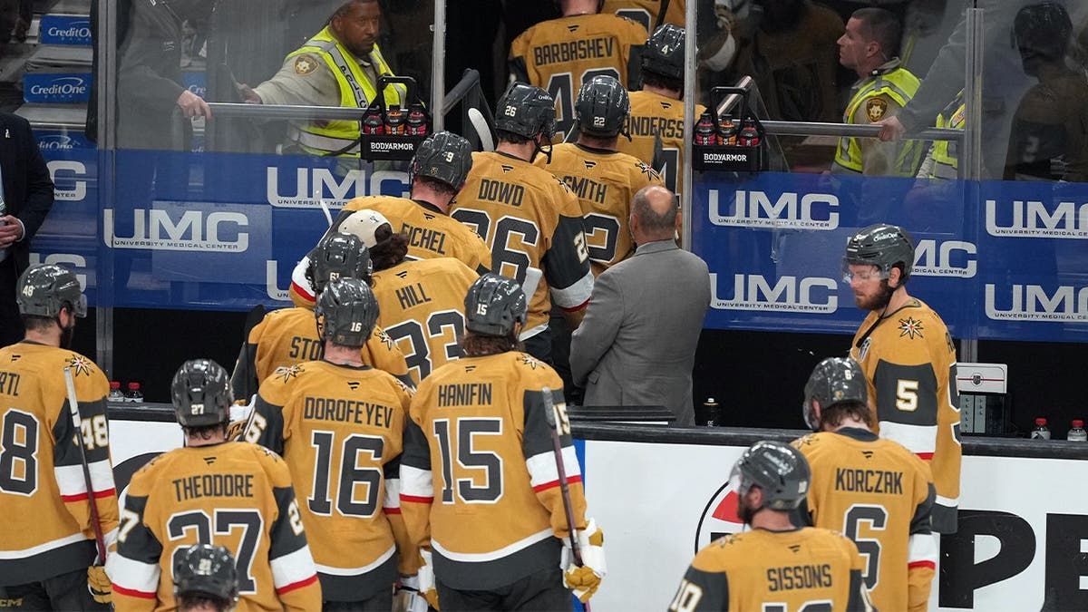 Vegas Golden Knights leaving ice